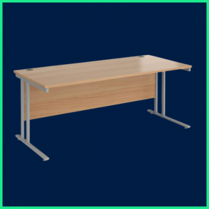 Silver frame desk, beech top (1.8mtr) with cable management (DE03-BEE)