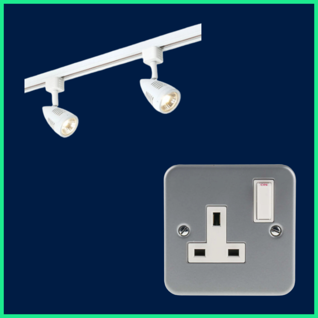 Package: Consisting of 1x 1m Light Track Including 2 Spotlights & 1x 500w Socket EX